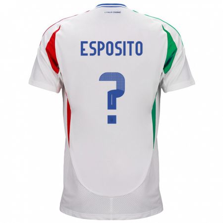 Kandiny Homme Maillot Italie Francesco Pio Esposito #0 Blanc Tenues Extérieur 24-26 T-Shirt