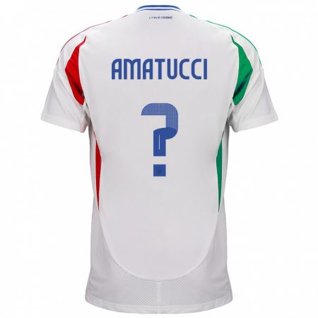 Kandiny Homme Maillot Italie Lorenzo Amatucci #0 Blanc Tenues Extérieur 24-26 T-Shirt