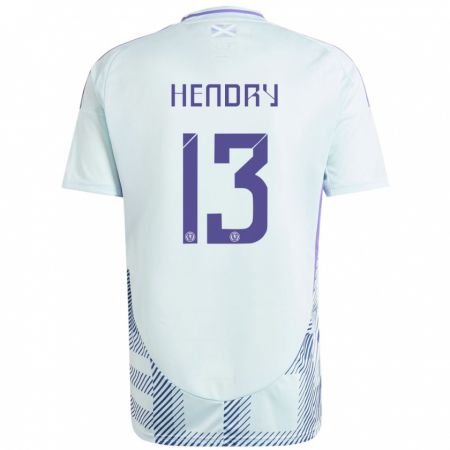 Kandiny Homme Maillot Écosse Jack Hendry #13 Bleu Menthe Clair Tenues Extérieur 24-26 T-Shirt