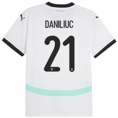 Kandiny Homme Maillot Autriche Flavius Daniliuc #21 Blanc Tenues Extérieur 24-26 T-Shirt