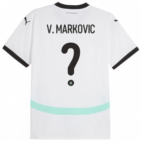 Kandiny Homme Maillot Autriche Vasilije Markovic #0 Blanc Tenues Extérieur 24-26 T-Shirt