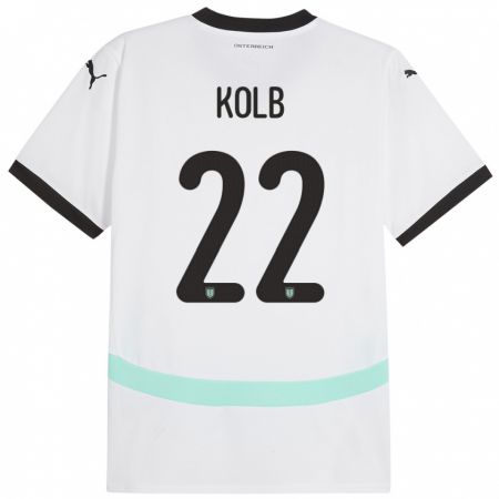 Kandiny Homme Maillot Autriche Lisa Kolb #22 Blanc Tenues Extérieur 24-26 T-Shirt