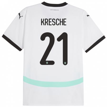 Kandiny Homme Maillot Autriche Isabella Kresche #21 Blanc Tenues Extérieur 24-26 T-Shirt