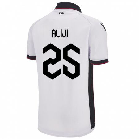 Kandiny Homme Maillot Albanie Naser Aliji #25 Blanc Tenues Extérieur 24-26 T-Shirt