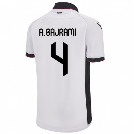 Kandiny Homme Maillot Albanie Adrian Bajrami #4 Blanc Tenues Extérieur 24-26 T-Shirt