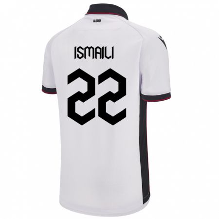 Kandiny Homme Maillot Albanie Ysni Ismaili #22 Blanc Tenues Extérieur 24-26 T-Shirt