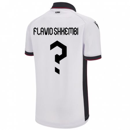 Kandiny Homme Maillot Albanie Flavio Shkembi #0 Blanc Tenues Extérieur 24-26 T-Shirt