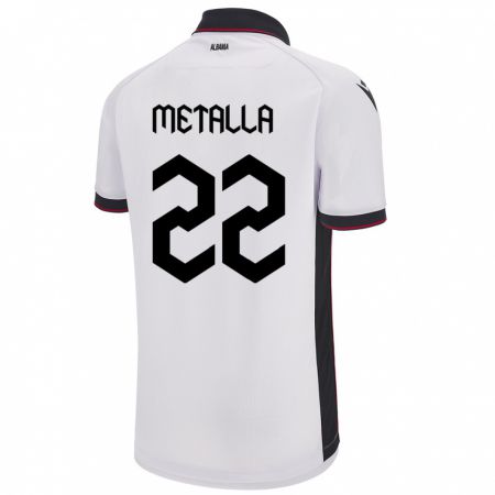 Kandiny Homme Maillot Albanie Mikaela Metalla #22 Blanc Tenues Extérieur 24-26 T-Shirt