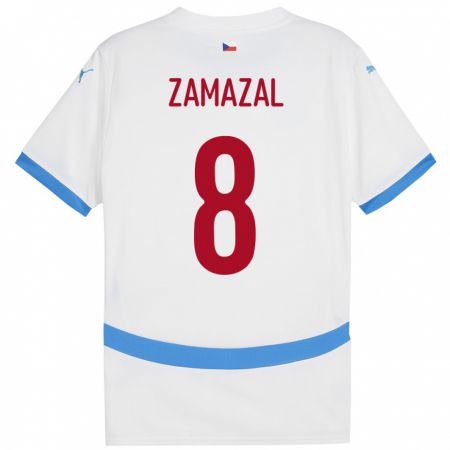 Kandiny Homme Maillot Tchéquie Denis Zamazal #8 Blanc Tenues Extérieur 24-26 T-Shirt