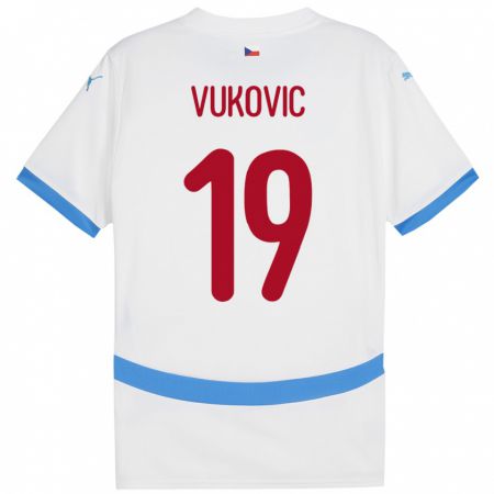 Kandiny Homme Maillot Tchéquie Kristian Vukovic #19 Blanc Tenues Extérieur 24-26 T-Shirt