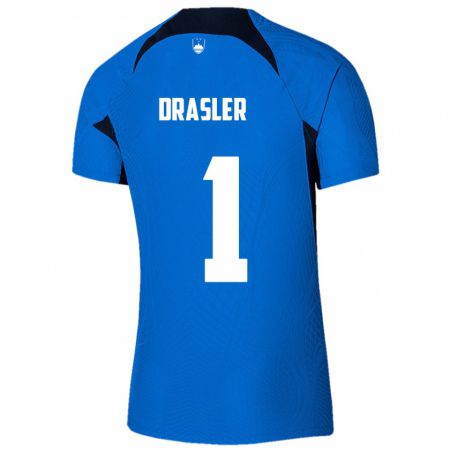 Kandiny Homme Maillot Slovénie Iztok Drasler #1 Bleu Tenues Extérieur 24-26 T-Shirt