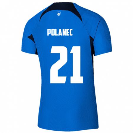 Kandiny Homme Maillot Slovénie Gaj Polanec #21 Bleu Tenues Extérieur 24-26 T-Shirt