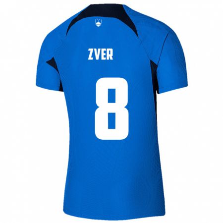 Kandiny Homme Maillot Slovénie Mateja Zver #8 Bleu Tenues Extérieur 24-26 T-Shirt
