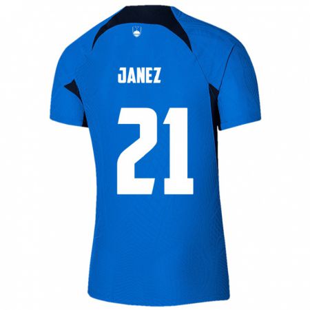 Kandiny Homme Maillot Slovénie Korina Janež #21 Bleu Tenues Extérieur 24-26 T-Shirt
