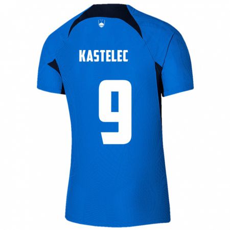 Kandiny Homme Maillot Slovénie Mirjam Kastelec #9 Bleu Tenues Extérieur 24-26 T-Shirt