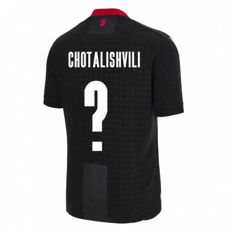 Kandiny Homme Maillot Géorgie Tsotne Chotalishvili #0 Noir Tenues Extérieur 24-26 T-Shirt