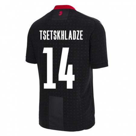 Kandiny Homme Maillot Géorgie Nikoloz Tsetskhladze #14 Noir Tenues Extérieur 24-26 T-Shirt