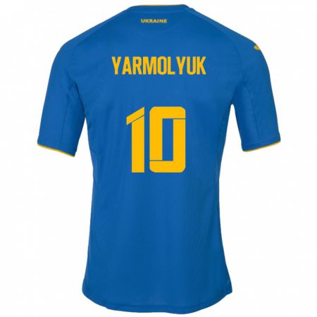 Kandiny Homme Maillot Ukraine Yegor Yarmolyuk #10 Bleu Tenues Extérieur 24-26 T-Shirt