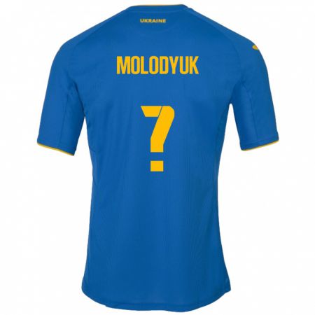 Kandiny Homme Maillot Ukraine Yelyzaveta Molodyuk #0 Bleu Tenues Extérieur 24-26 T-Shirt