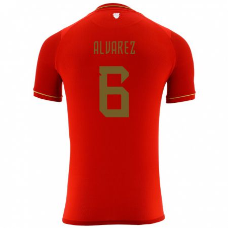 Kandiny Homme Maillot Bolivie Eduardo Álvarez #6 Rouge Tenues Extérieur 24-26 T-Shirt