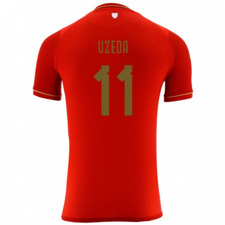 Kandiny Homme Maillot Bolivie Javier Uzeda #11 Rouge Tenues Extérieur 24-26 T-Shirt
