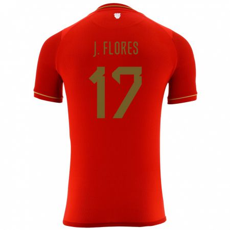 Kandiny Homme Maillot Bolivie José Flores #17 Rouge Tenues Extérieur 24-26 T-Shirt