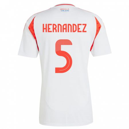 Kandiny Homme Maillot Chili Monserrat Hernández #5 Blanc Tenues Extérieur 24-26 T-Shirt