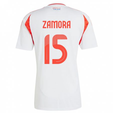 Kandiny Homme Maillot Chili Daniela Zamora #15 Blanc Tenues Extérieur 24-26 T-Shirt
