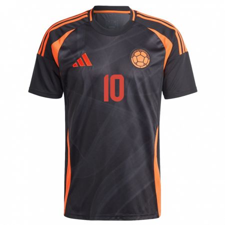 Kandiny Homme Maillot Colombie James Rodríguez #10 Noir Tenues Extérieur 24-26 T-Shirt