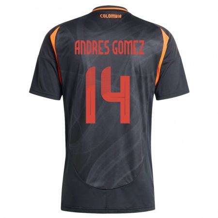 Kandiny Homme Maillot Colombie Carlos Andrés Gómez #14 Noir Tenues Extérieur 24-26 T-Shirt