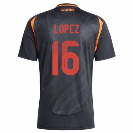 Kandiny Homme Maillot Colombie William López #16 Noir Tenues Extérieur 24-26 T-Shirt