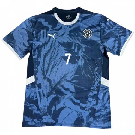 Kandiny Homme Maillot Paraguay Fernando Cardozo #7 Bleu Tenues Extérieur 24-26 T-Shirt