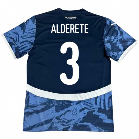 Kandiny Homme Maillot Paraguay Omar Alderete #3 Bleu Tenues Extérieur 24-26 T-Shirt