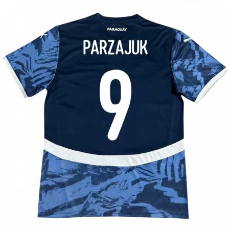 Kandiny Homme Maillot Paraguay Kevin Parzajuk #9 Bleu Tenues Extérieur 24-26 T-Shirt