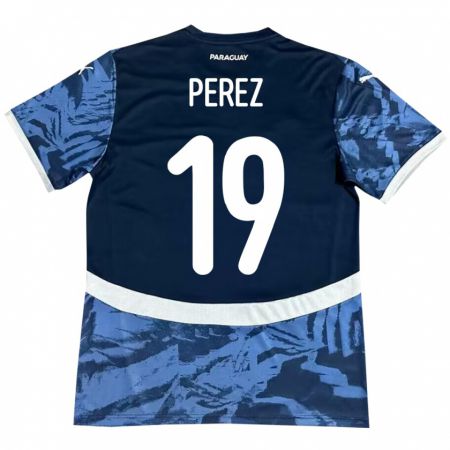Kandiny Homme Maillot Paraguay Marcelo Pérez #19 Bleu Tenues Extérieur 24-26 T-Shirt