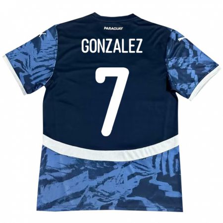 Kandiny Homme Maillot Paraguay Diego González #7 Bleu Tenues Extérieur 24-26 T-Shirt