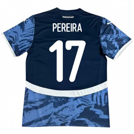 Kandiny Homme Maillot Paraguay Kevin Pereira #17 Bleu Tenues Extérieur 24-26 T-Shirt