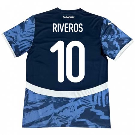 Kandiny Homme Maillot Paraguay Paulo Riveros #10 Bleu Tenues Extérieur 24-26 T-Shirt
