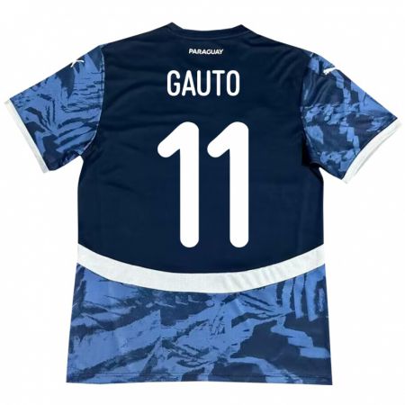 Kandiny Homme Maillot Paraguay Fany Gauto #11 Bleu Tenues Extérieur 24-26 T-Shirt