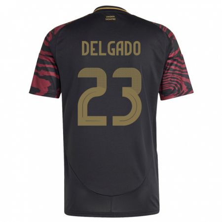 Kandiny Homme Maillot Pérou Valentino Delgado #23 Noir Tenues Extérieur 24-26 T-Shirt