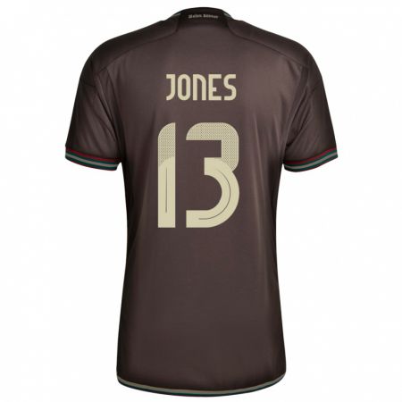 Kandiny Homme Maillot Jamaïque Javanae Jones #13 Brun Nuit Tenues Extérieur 24-26 T-Shirt