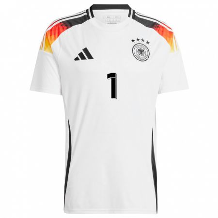 Kandiny Femme Maillot Allemagne Frank Feller #1 Blanc Tenues Domicile 24-26 T-Shirt