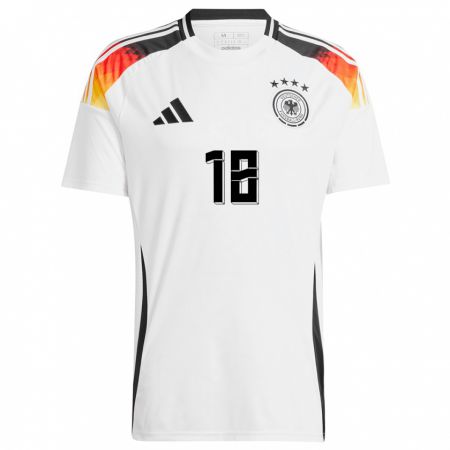 Kandiny Femme Maillot Allemagne Tabea Wabmuth #18 Blanc Tenues Domicile 24-26 T-Shirt