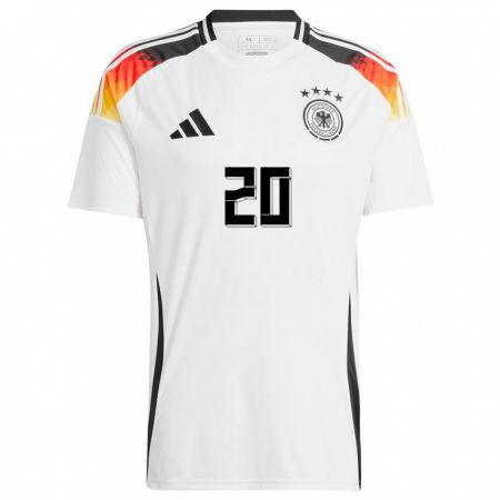 Kandiny Femme Maillot Allemagne Lazar Samardzic #20 Blanc Tenues Domicile 24-26 T-Shirt