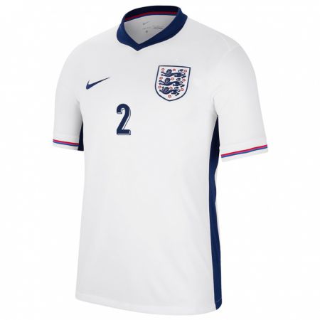 Kandiny Femme Maillot Angleterre Lucy Bronze #2 Blanc Tenues Domicile 24-26 T-Shirt