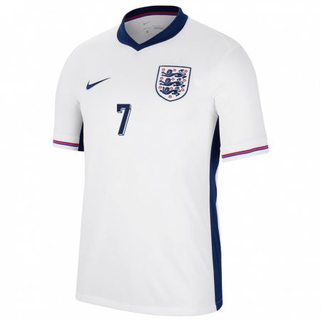 Kandiny Femme Maillot Angleterre Jack Grealish #7 Blanc Tenues Domicile 24-26 T-Shirt