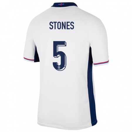 Kandiny Femme Maillot Angleterre John Stones #5 Blanc Tenues Domicile 24-26 T-Shirt