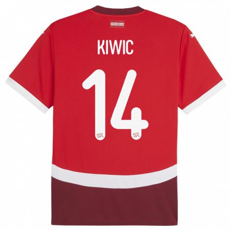 Kandiny Femme Maillot Suisse Rahel Kiwic #14 Rouge Tenues Domicile 24-26 T-Shirt