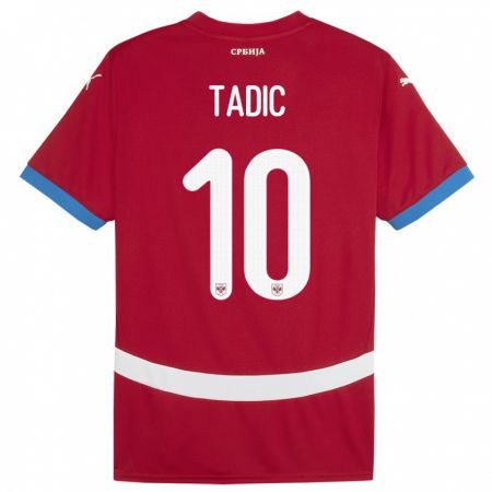 Kandiny Femme Maillot Serbie Dusan Tadic #10 Rouge Tenues Domicile 24-26 T-Shirt