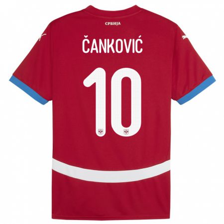 Kandiny Femme Maillot Serbie Jelena Cankovic #10 Rouge Tenues Domicile 24-26 T-Shirt